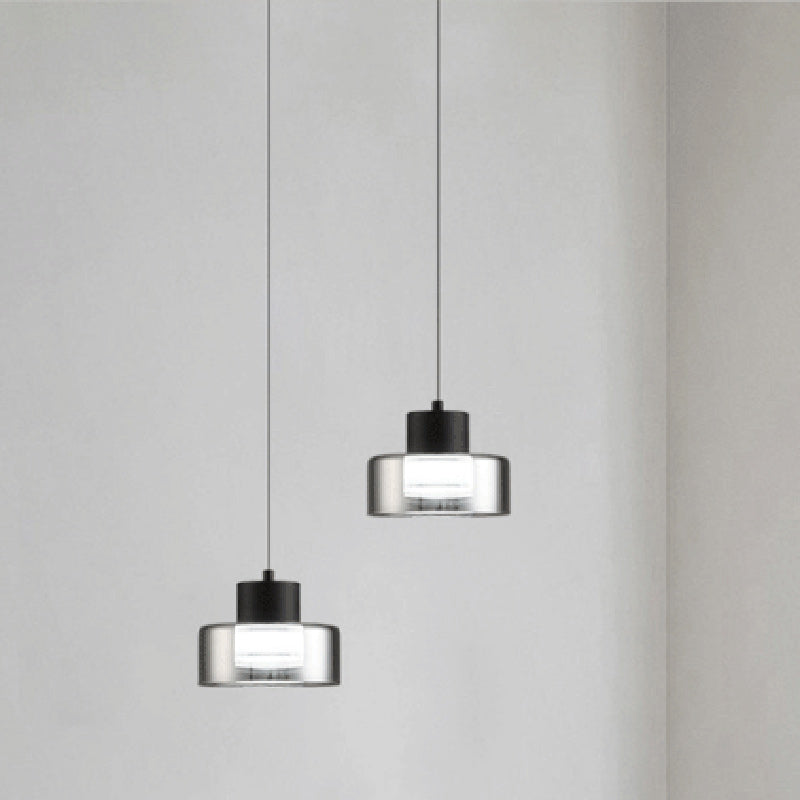 Modern Minimalist Round Iron Glass Acrylic LED Pendant Light For Living Room