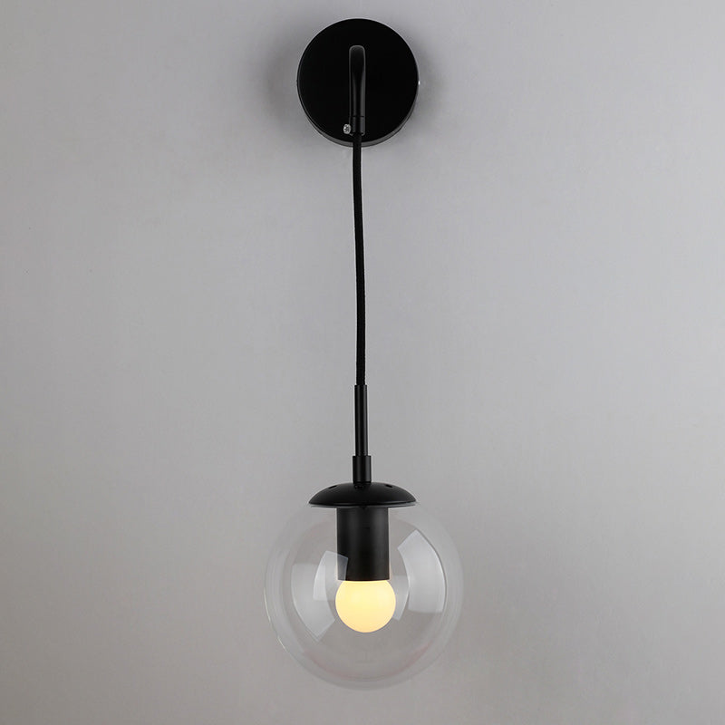Modern Minimalist Globe Iron Glass 1-Light Wall Sconce Lamp For Living Room