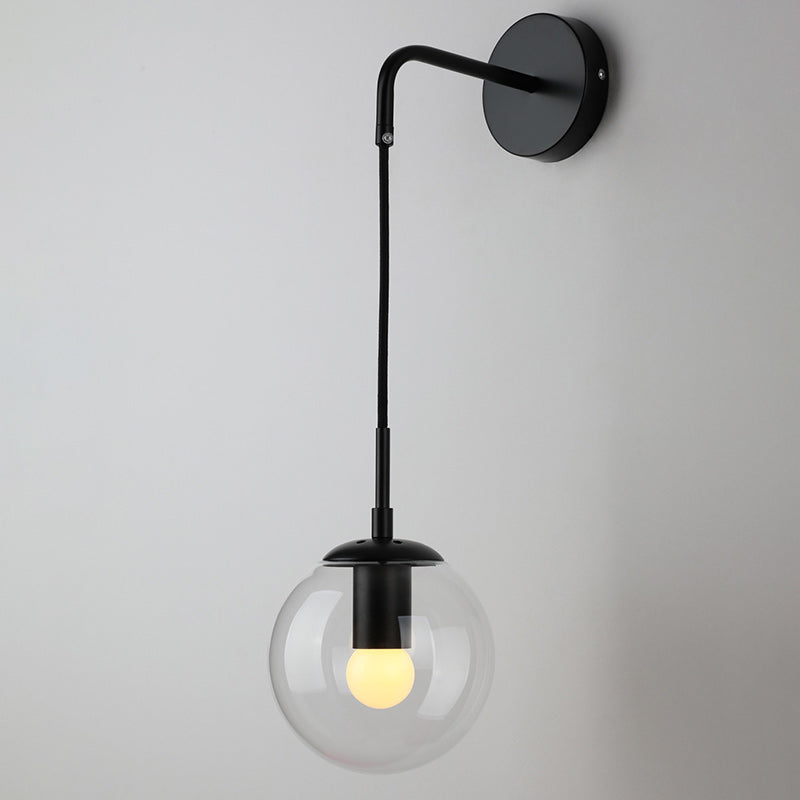 Modern Minimalist Globe Iron Glass 1-Light Wall Sconce Lamp For Living Room