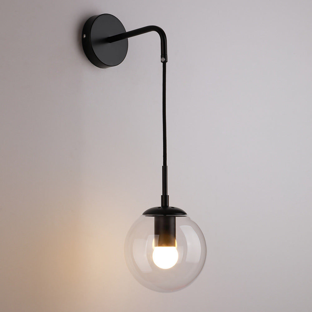 Modern Minimalist Globe Iron Glass 1-Light Wall Sconce Lamp For Living Room