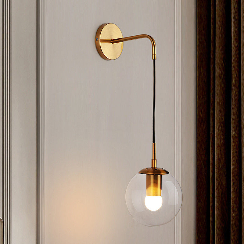 Modern Minimalist Globe Iron Glass 1-Light Wall Sconce Lamp For Living Room