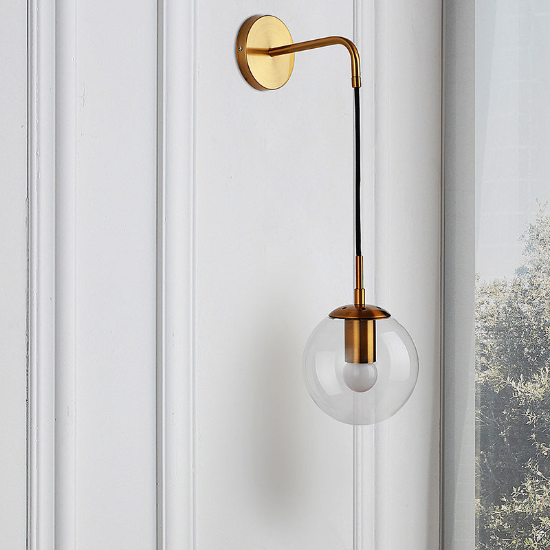 Modern Minimalist Globe Iron Glass 1-Light Wall Sconce Lamp For Living Room