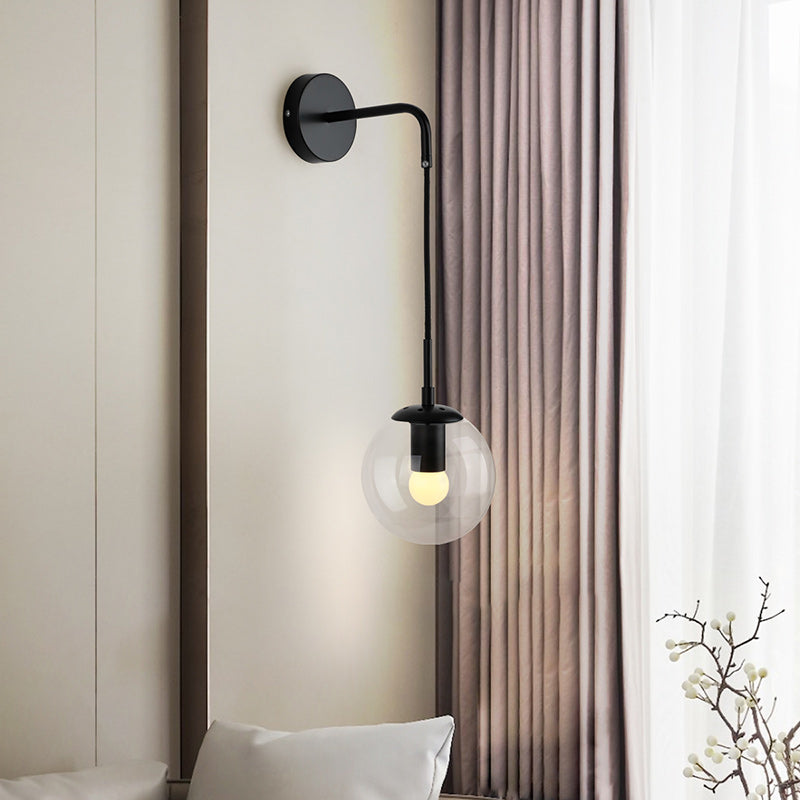 Modern Minimalist Globe Iron Glass 1-Light Wall Sconce Lamp For Living Room