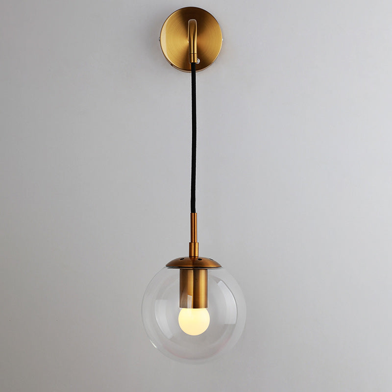 Modern Minimalist Globe Iron Glass 1-Light Wall Sconce Lamp For Living Room