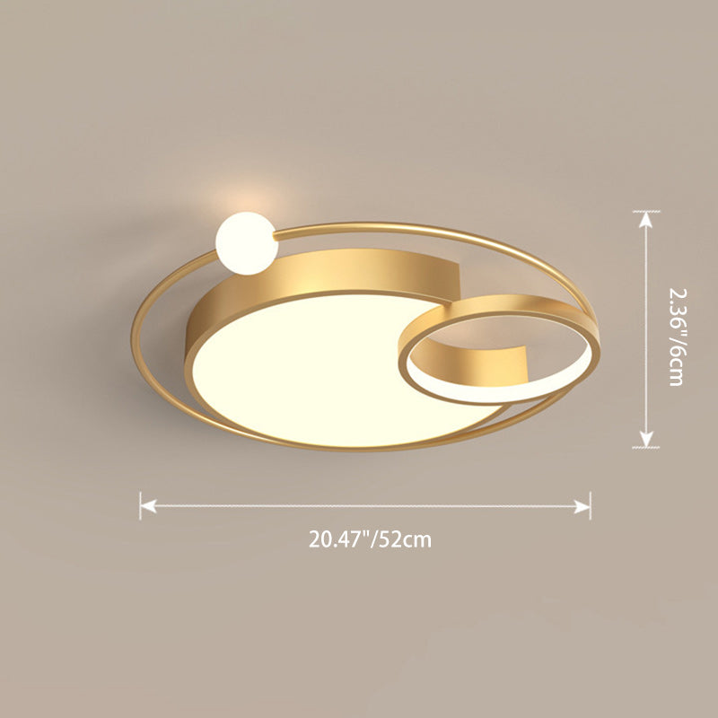 Contemporary Scandinavian Round Aluminum Acrylic LED Flush Mount Ceiling Light For Living Room