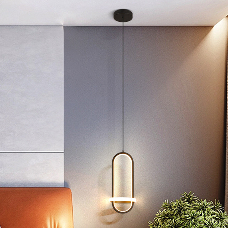 Contemporary Nordic Oval Aluminum Iron Silicone LED Pendant Light For Living Room