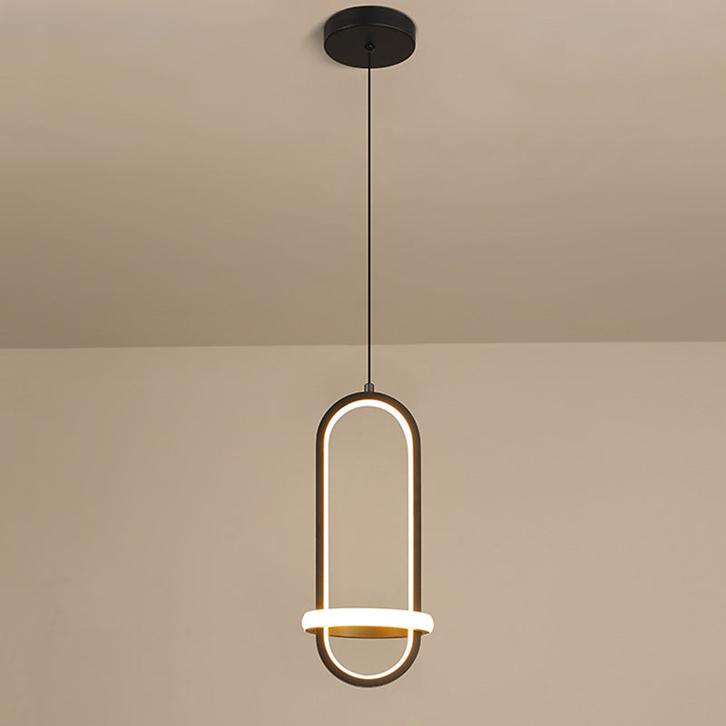 Contemporary Nordic Oval Aluminum Iron Silicone LED Pendant Light For Living Room