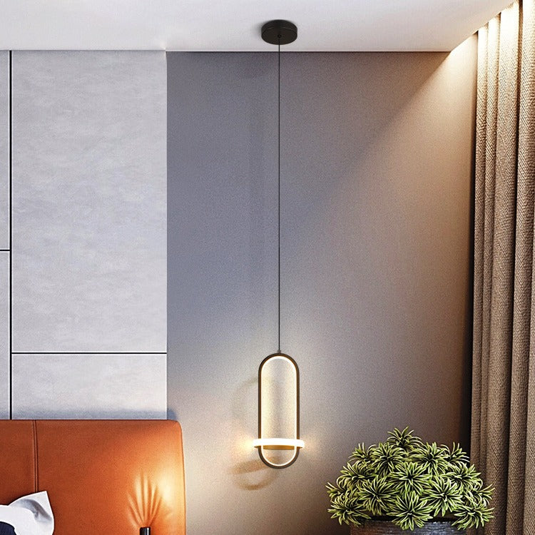 Contemporary Nordic Oval Aluminum Iron Silicone LED Pendant Light For Living Room