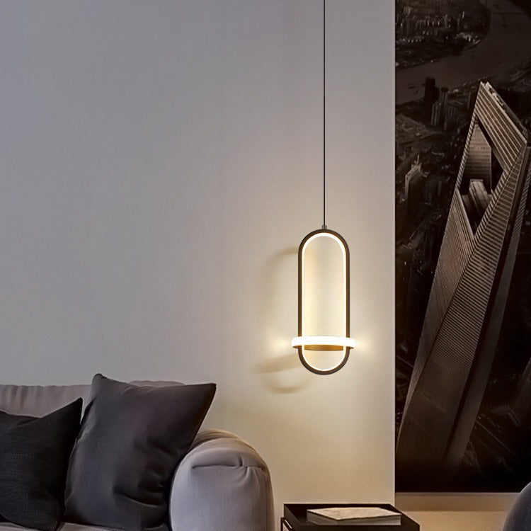 Contemporary Nordic Oval Aluminum Iron Silicone LED Pendant Light For Living Room