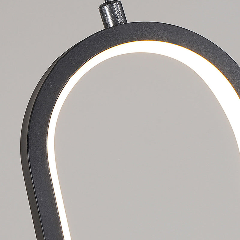 Contemporary Nordic Oval Aluminum Iron Silicone LED Pendant Light For Living Room