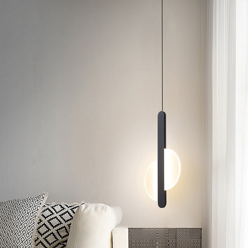 Modern Minimalist Round Iron Acrylic LED Pendant Light For Living Room