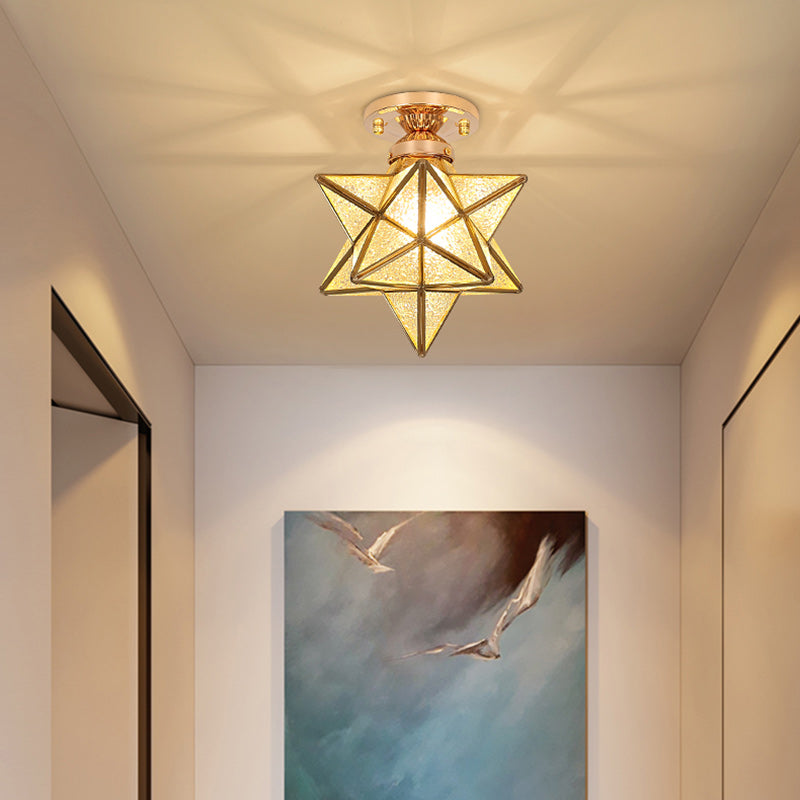 Contemporary Creative Star Iron Plastic 1-Light Semi-Flush Mount Ceiling Light For Living Room