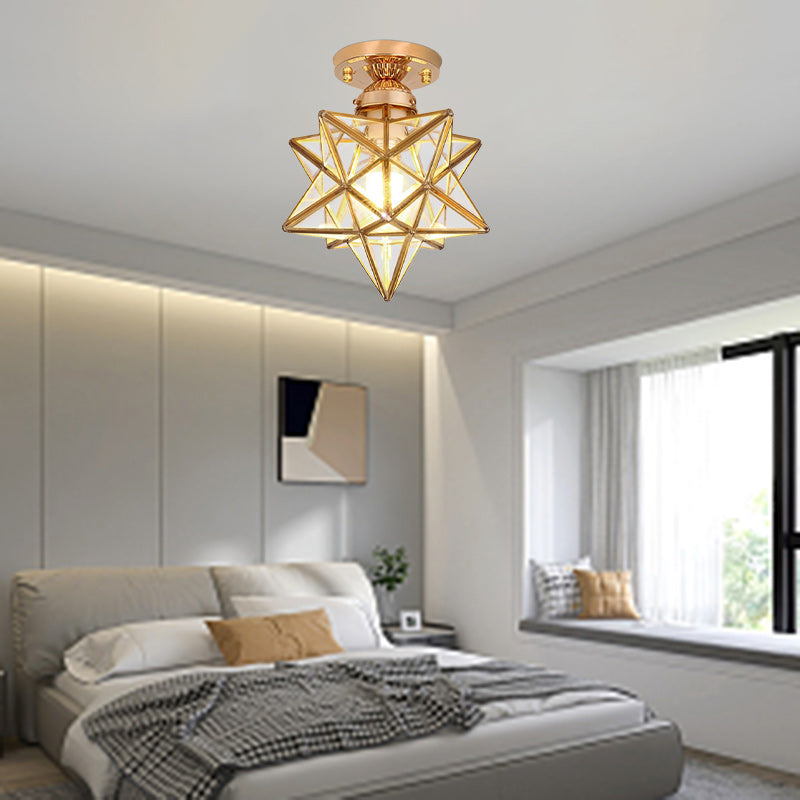 Contemporary Creative Star Iron Plastic 1-Light Semi-Flush Mount Ceiling Light For Living Room