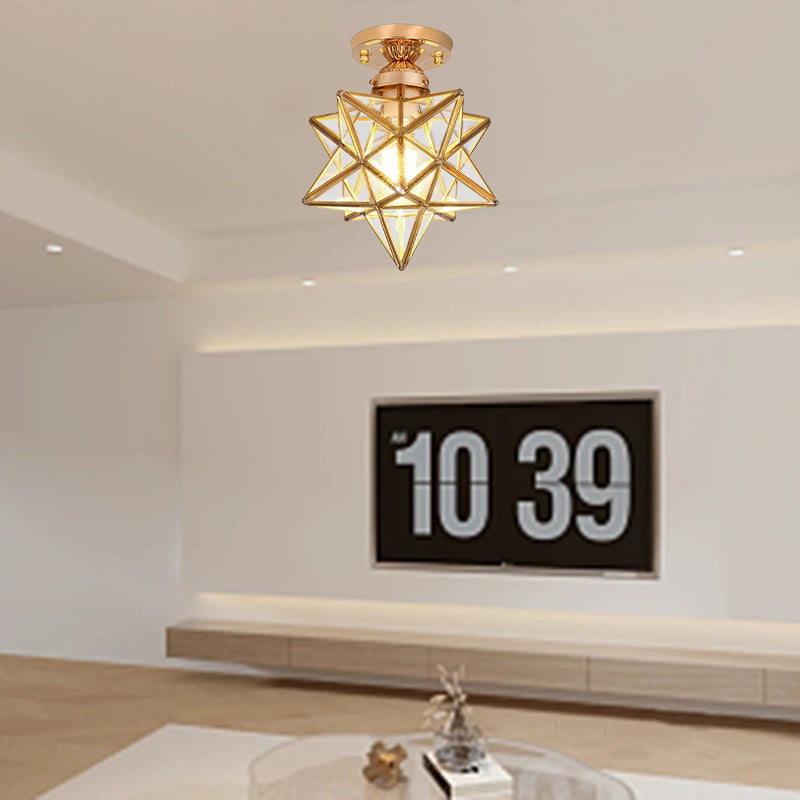 Contemporary Creative Star Iron Plastic 1-Light Semi-Flush Mount Ceiling Light For Living Room