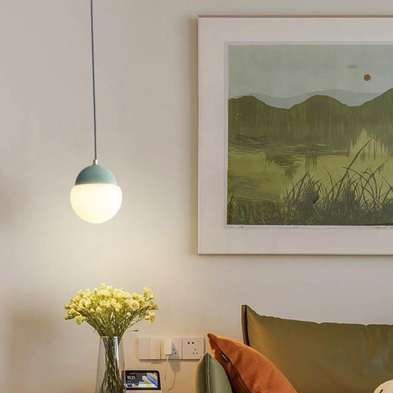 Contemporary Industrial Globe Cement Glass 1-Light Pendant Light For Living Room