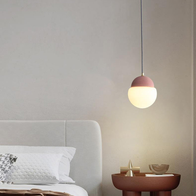 Contemporary Industrial Globe Cement Glass 1-Light Pendant Light For Living Room