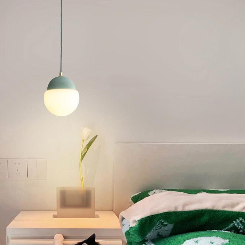 Contemporary Industrial Globe Cement Glass 1-Light Pendant Light For Living Room