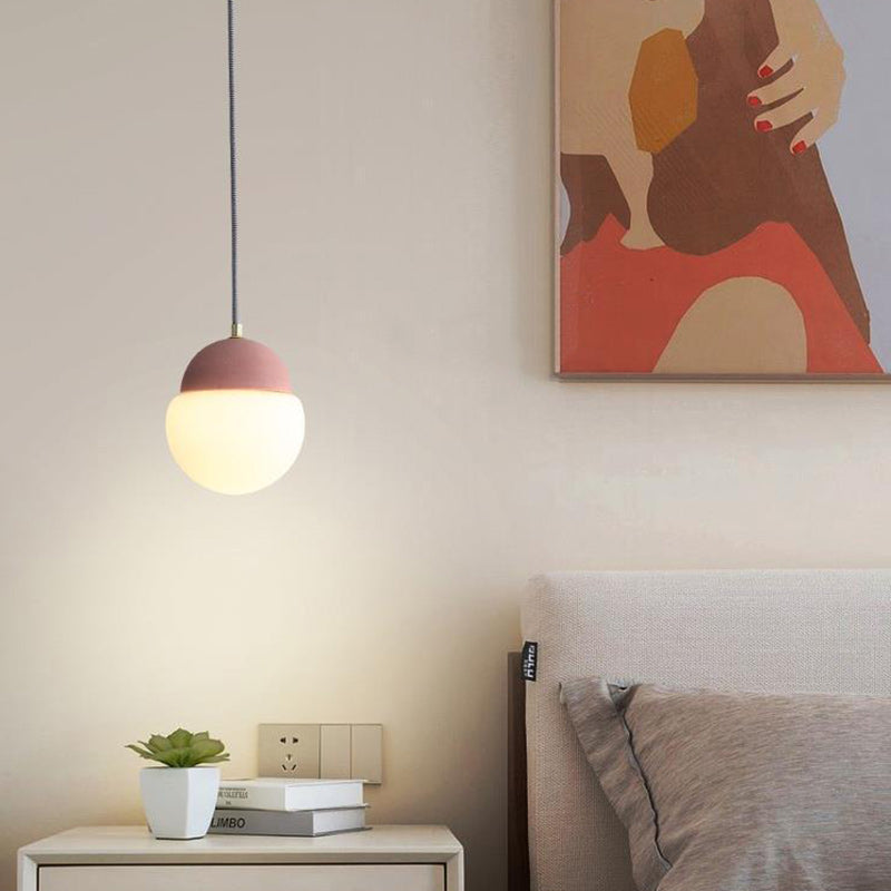 Contemporary Industrial Globe Cement Glass 1-Light Pendant Light For Living Room