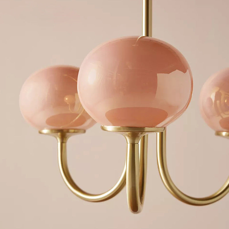 Traditional French Oval Iron Glass 3-Light Chandelier For Living Room