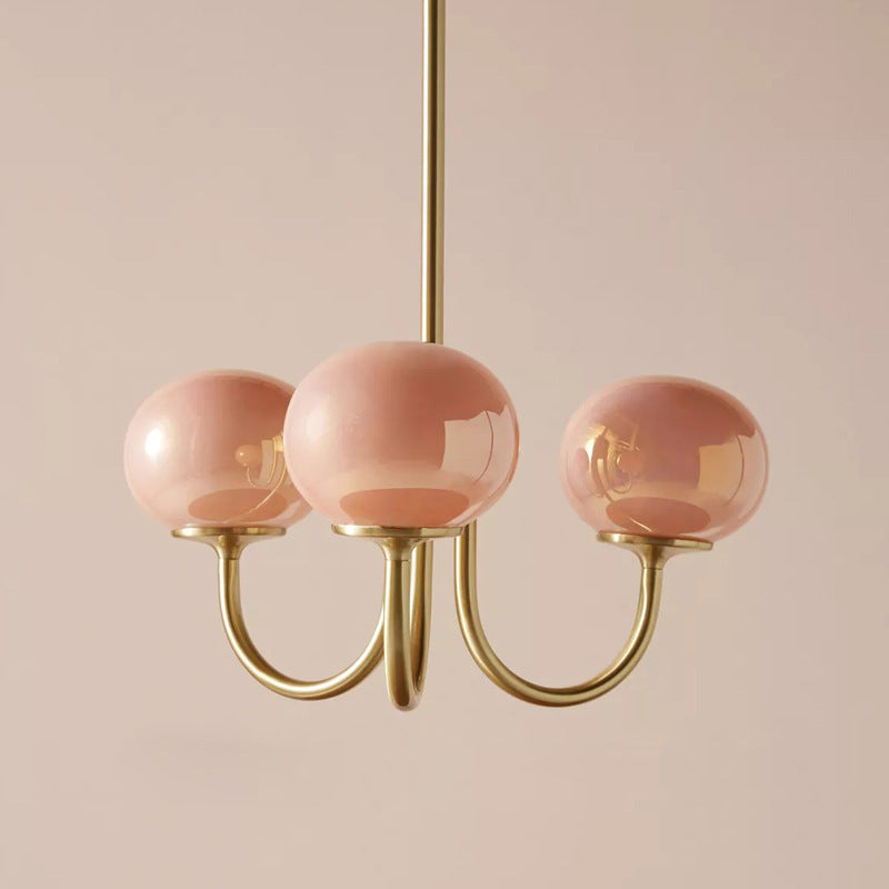 Traditional French Oval Iron Glass 3-Light Chandelier For Living Room