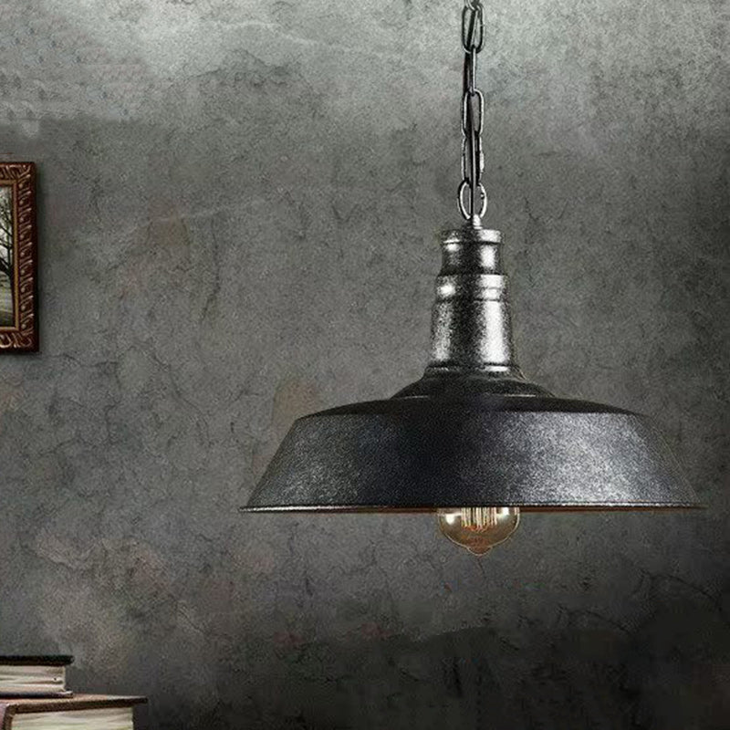 Contemporary Industrial Round Iron 1-Light Pendant Light For Living Room