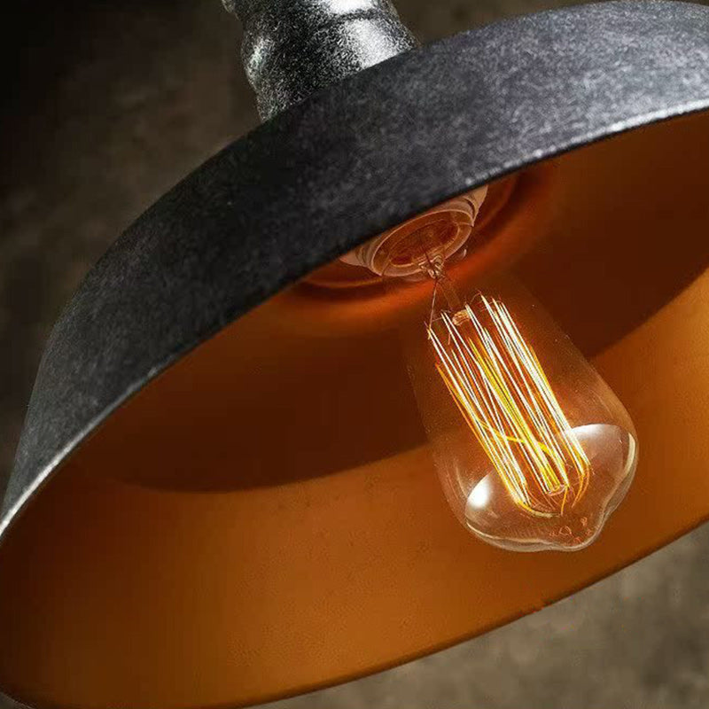 Contemporary Industrial Round Iron 1-Light Pendant Light For Living Room