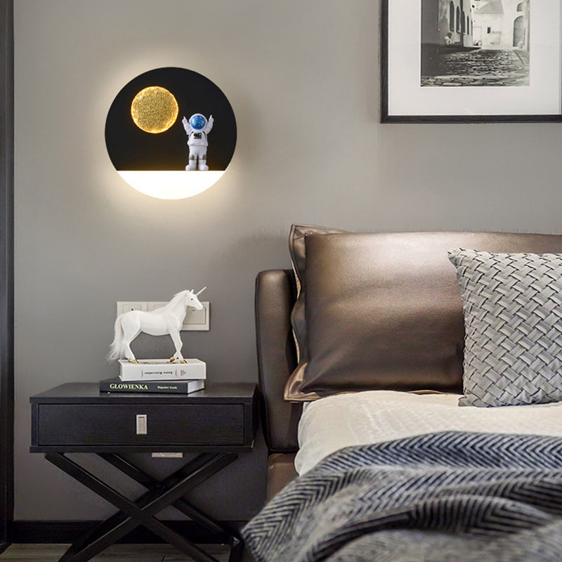 Contemporary Creative Round Iron Resin Acrylic LED Wall Sconce Lamp For Living Room