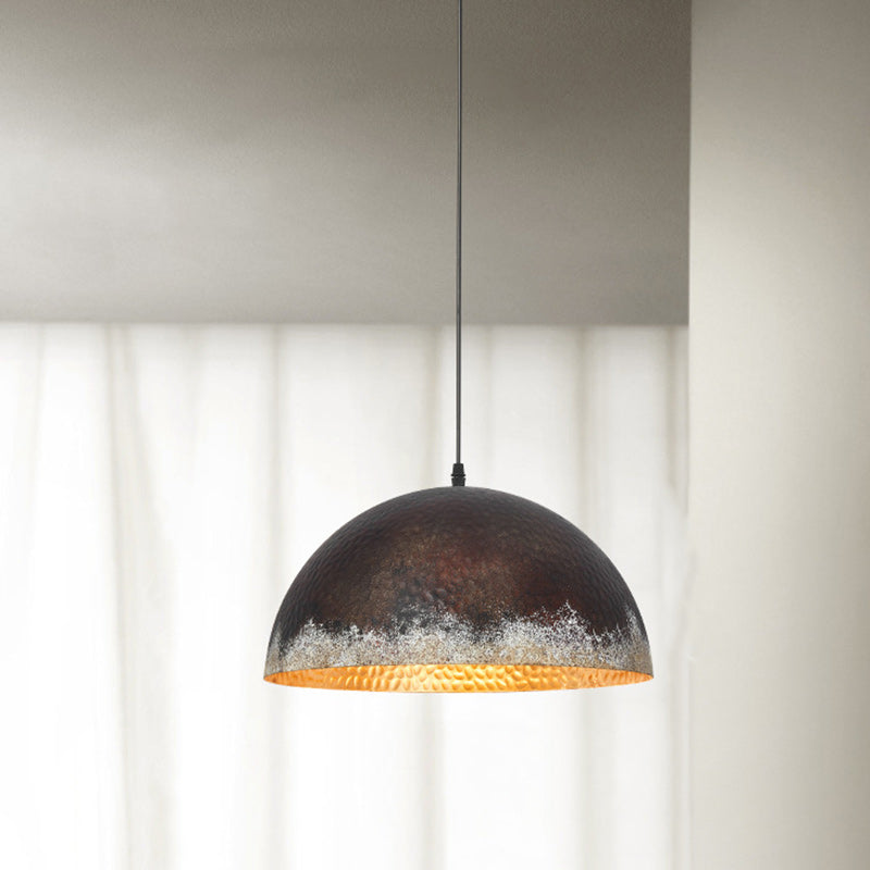 Traditional Japanese Dome Copper 1-Light Pendant Light For Living Room