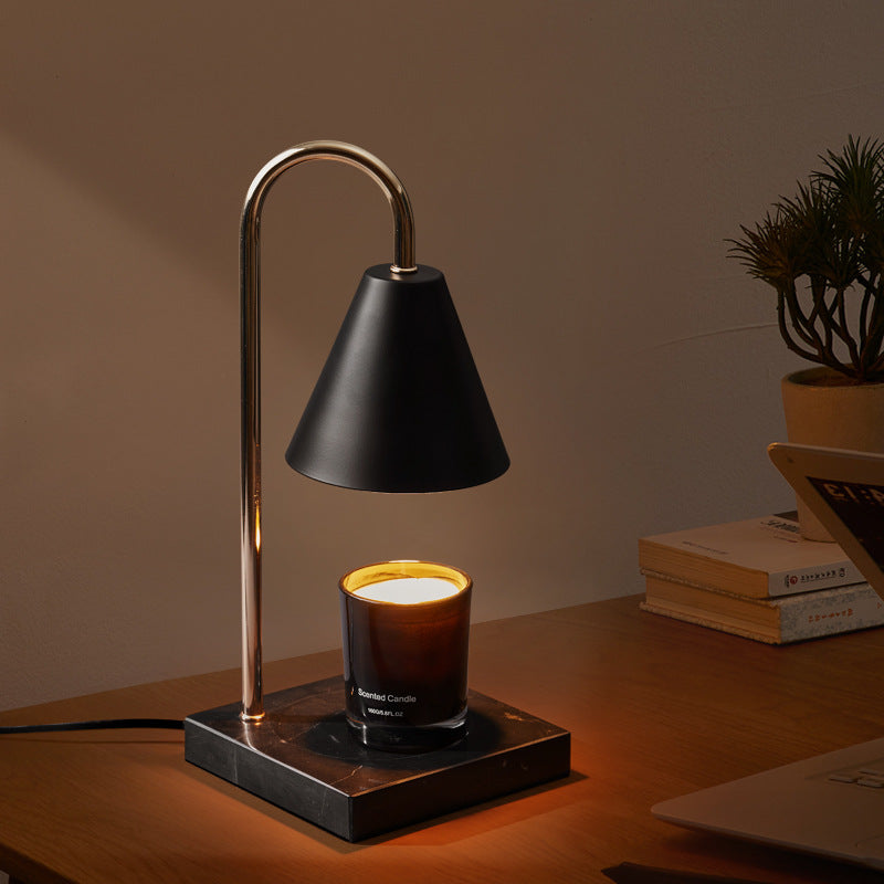 Modern Minimalist Drum Marble Iron 1-Light Melting Wax Table Lamp For Living Room