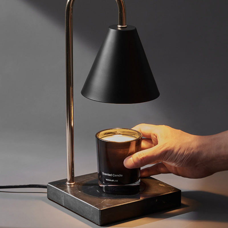 Modern Minimalist Drum Marble Iron 1-Light Melting Wax Table Lamp For Living Room