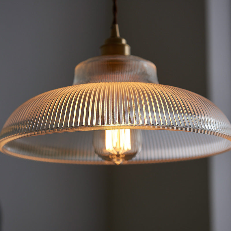 Traditional Vintage Round Iron Glass 1-Light Pendant Light For Living Room