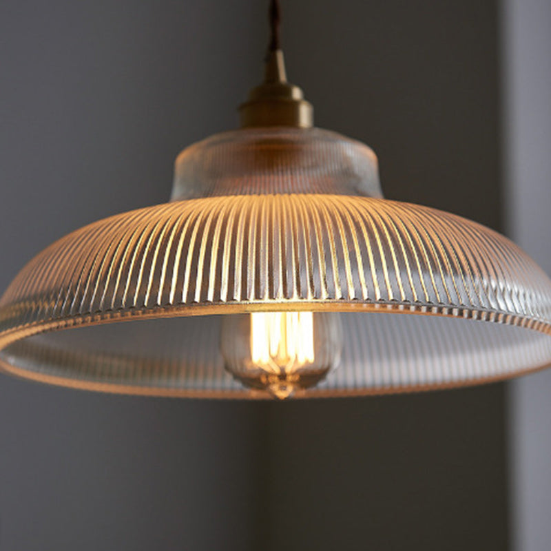 Traditional Vintage Round Iron Glass 1-Light Pendant Light For Living Room