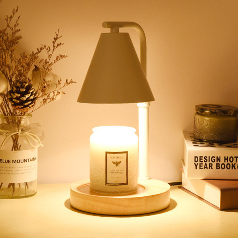 Contemporary Creative Cone Wood Iron 1-Light Melting Wax Table Lamp For Living Room