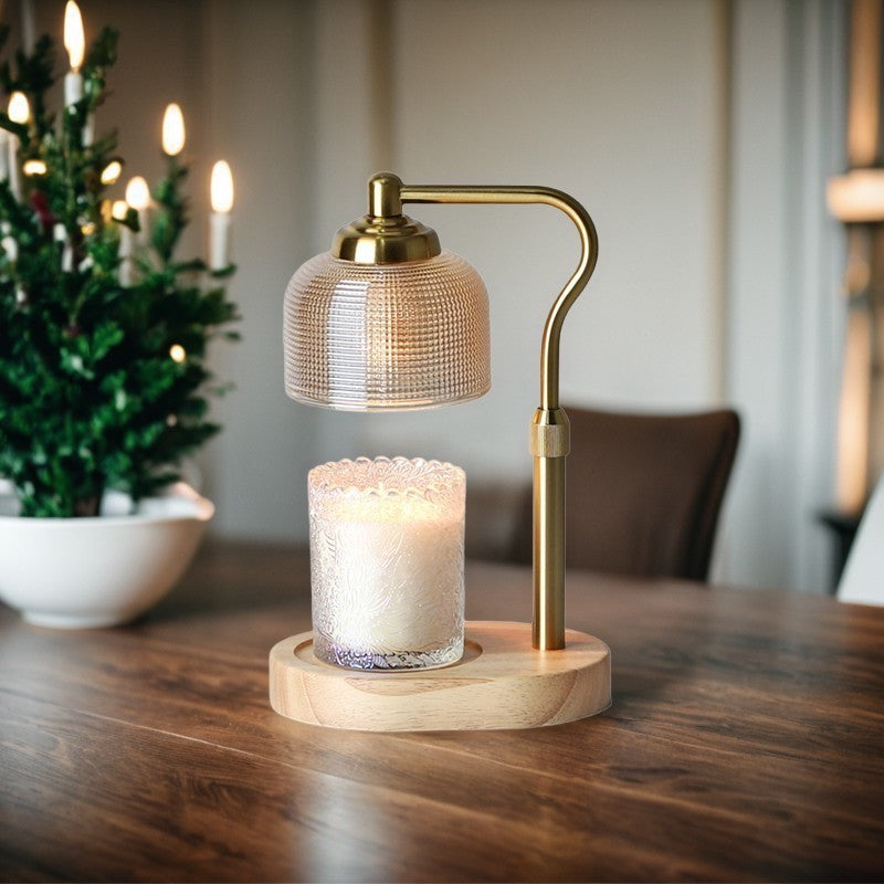 Contemporary Nordic Dome Wood Iron Glass 1-Light Melting Wax Table Lamp For Living Room