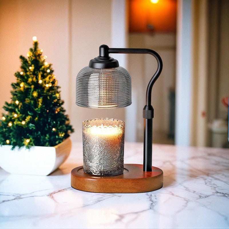 Contemporary Nordic Dome Wood Iron Glass 1-Light Melting Wax Table Lamp For Living Room
