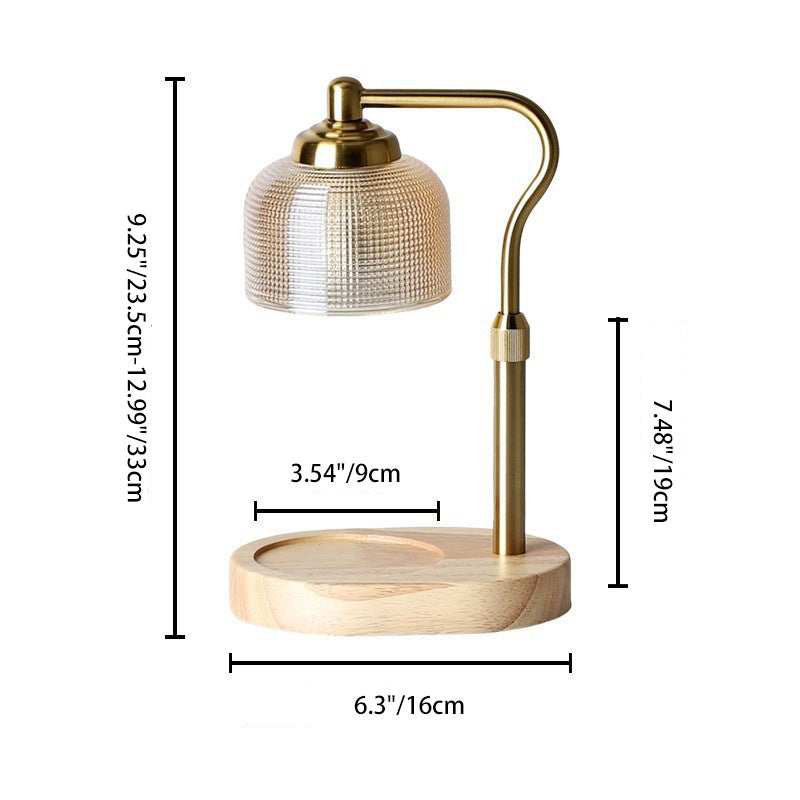 Contemporary Nordic Dome Wood Iron Glass 1-Light Melting Wax Table Lamp For Living Room