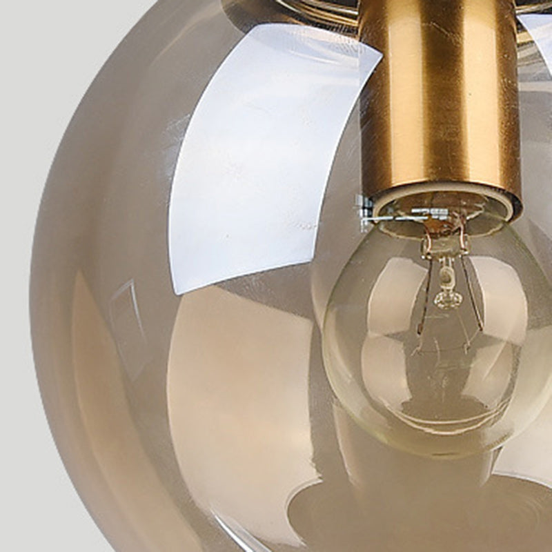 Contemporary Scandinavian Globe Iron Glass 1-Light Pendant Light For Living Room
