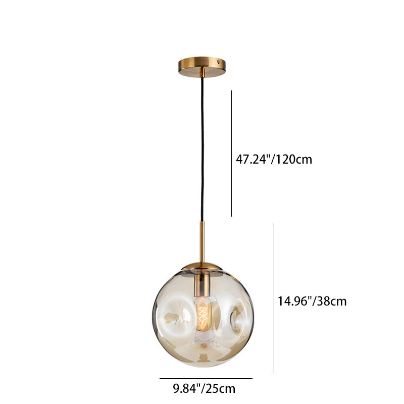 Contemporary Nordic Globe Iron Glass 1-Light Pendant Light For Living Room