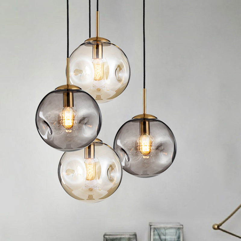Contemporary Nordic Globe Iron Glass 1-Light Pendant Light For Living Room