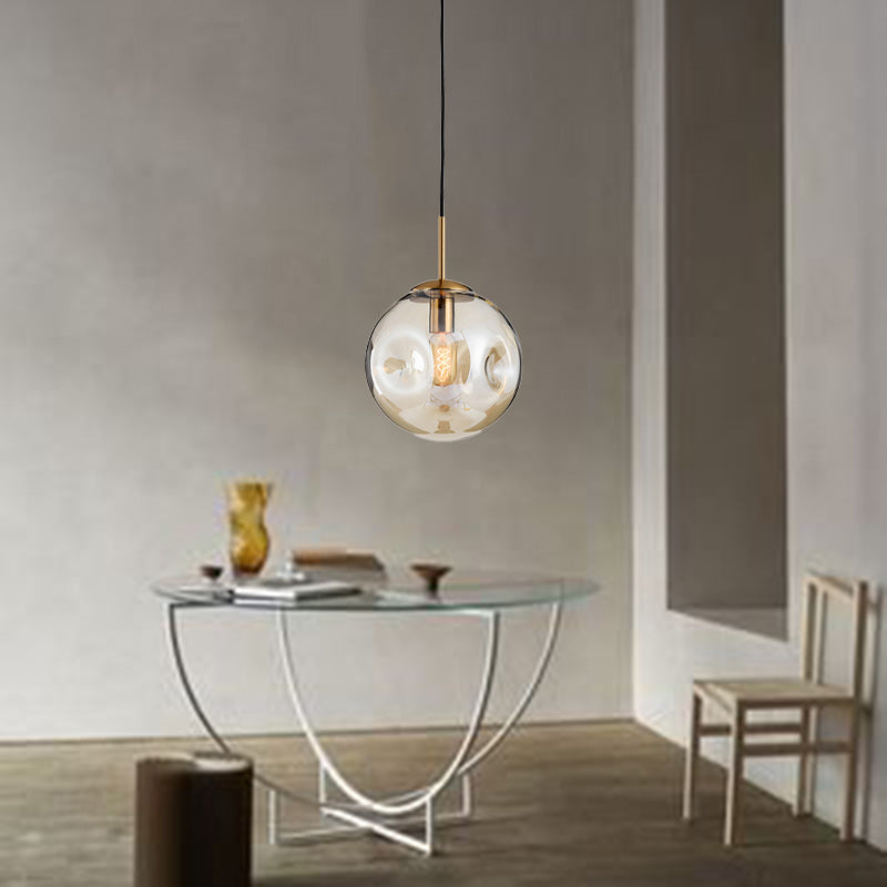 Contemporary Nordic Globe Iron Glass 1-Light Pendant Light For Living Room