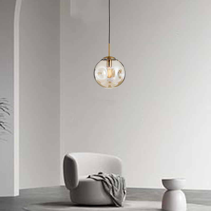 Contemporary Nordic Globe Iron Glass 1-Light Pendant Light For Living Room