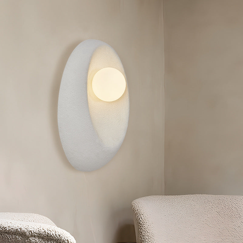 Traditional Japanese Oval Plastic Glass 1-Light Wall Sconce Lamp For Living Room