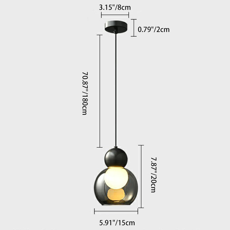 Contemporary Luxury Cylinder Oval Copper Glass 1-Light Pendant Light For Living Room