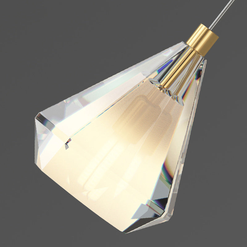 Contemporary Luxury Diamond Copper Glass 1-Light Pendant Light For Living Room
