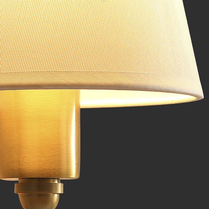 Contemporary Luxury Drum Copper Fabric 1/2-Light Wall Sconce Lamp For Living Room