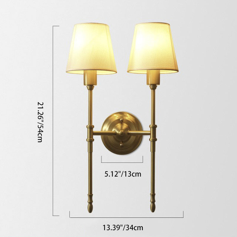 Contemporary Luxury Drum Copper Fabric 1/2-Light Wall Sconce Lamp For Living Room