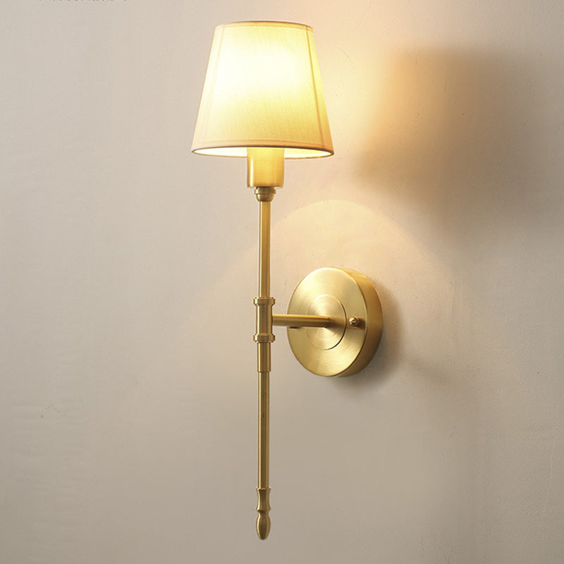 Contemporary Luxury Drum Copper Fabric 1/2-Light Wall Sconce Lamp For Living Room
