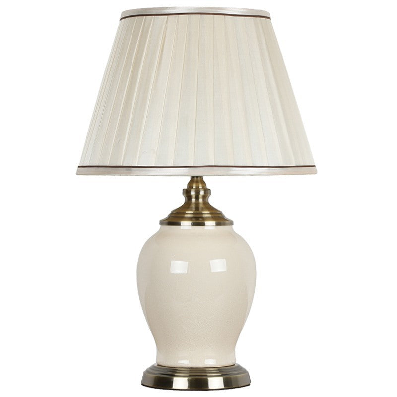 Contemporary Nordic Drum Ceramic Iron Fabric 1-Light Table Lamp For Living Room