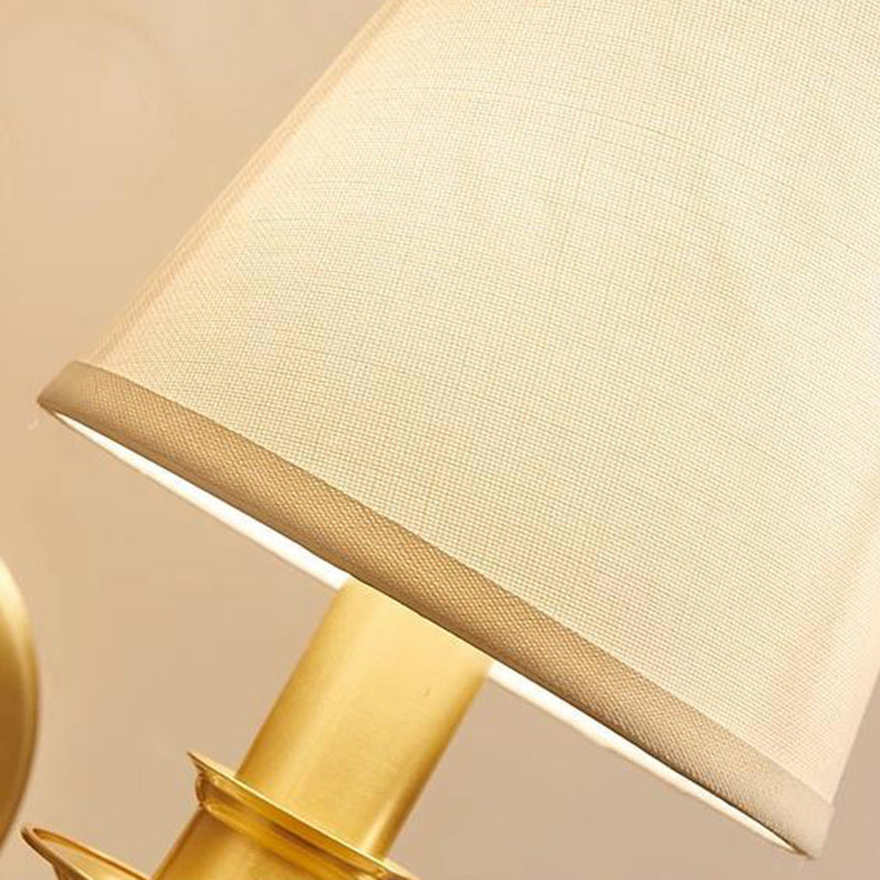 Traditional Vintage Drum Copper Fabric 1/2-Light Wall Sconce Lamp For Living Room