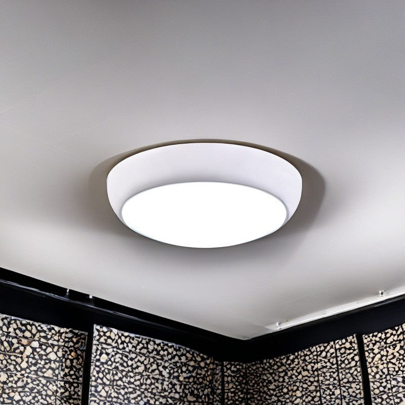 Modern Minimalist Round Plastic LED Flush Mount Ceiling Light For Living Room